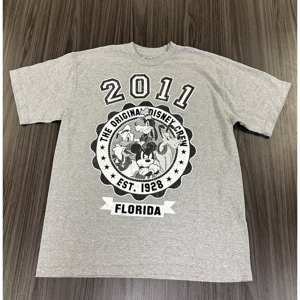 2011 The Original Disney Crew Florida Men's T-Shirt XL Gray Mickey Vintage